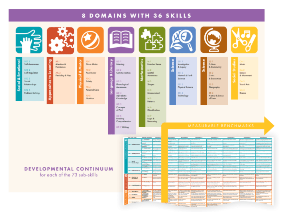 Developmental Continuum for each of the 73 sub skills graphic
